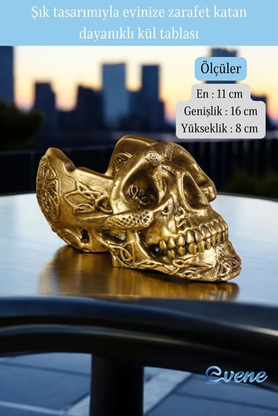 Evene Küllük Altın Eskitme Kül Tablası Dekoratif Küllük Model 8 - Resim 2