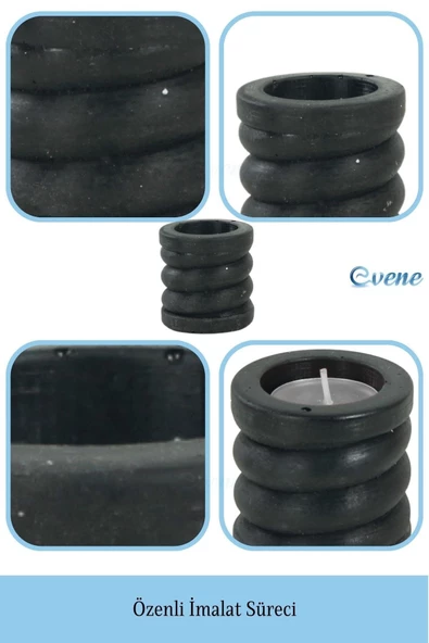 Evene Dekoratif Mumluk Tealight Mumluk Şamdan Mumluk 3 Lü Şamdan Model 27 - Resim 7