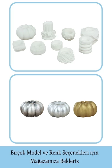 Evene Dekoratif Mumluk Tealight Mumluk Şamdan Mumluk 3 Lü Şamdan Model 34 - Resim 6