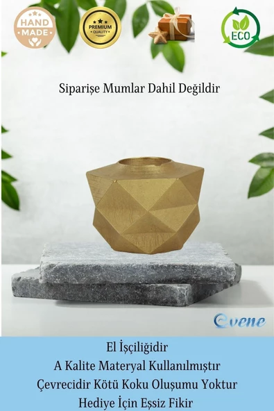 Evene Dekoratif Mumluk Tealight Mumluk Şamdan Mumluk 3 Lü Şamdan Model 42 - Resim 8