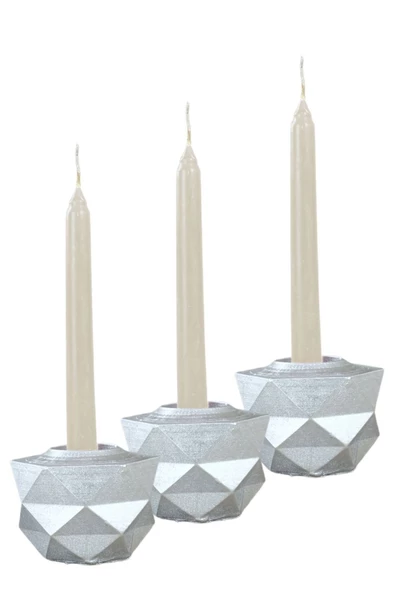 Evene Dekoratif Mumluk Tealight Mumluk Şamdan Mumluk 3 Lü Şamdan Model 42