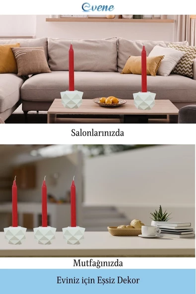 Evene Dekoratif Mumluk Tealight Mumluk Şamdan Mumluk 3 Lü Şamdan Model 42 - 4