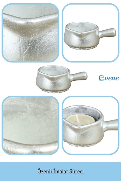 Evene Dekoratif Mumluk Tealight Mumluk Şamdan Mumluk 3 Lü Şamdan Model 24 - Resim 7