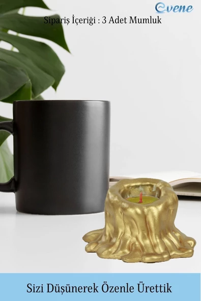 Evene Dekoratif Mumluk Tealight Mumluk Şamdan Mumluk 3 Lü Şamdan Model 43 - 3