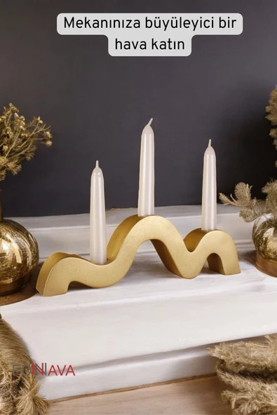 Fonnava Şamdan Mumluk Dekoratif Mumluk Tealight Mumluk Altın Eskitme Renk Model 13 - Resim 2