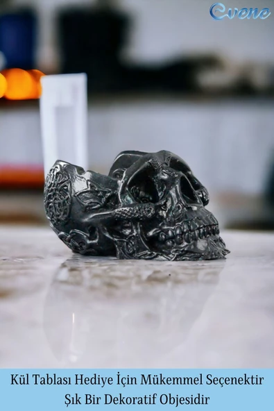 Evene Küllük Siyah Kül Tablası Dekoratif Küllük 2 Adet Model 8 - Resim 3