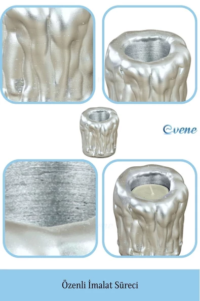 Evene Dekoratif Mumluk Tealight Mumluk Şamdan Mumluk 3 Lü Şamdan Model 30 - 7