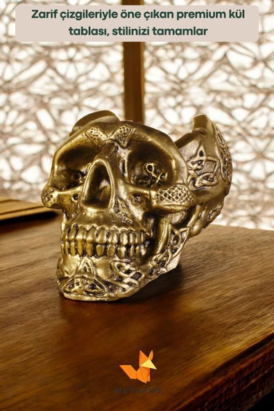 METAFOX Küllük Kül Tablası Sigara Küllüğü Altın Eskitme Renk Model 8 - Resim 2