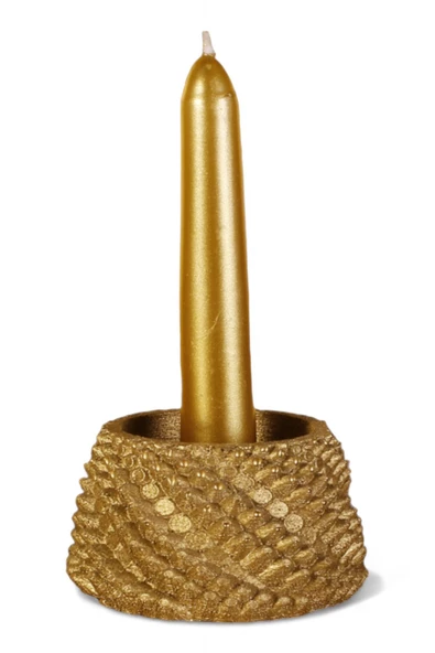 Evene Altın Mumluk Şamdan Tealight Ve Ince Mum Uyumlu Ejderha Yumurtası Model ürün görseli 1