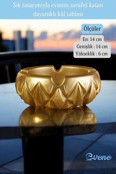 Evene Küllük Altın Kül Tablası Dekoratif Küllük Model 3 - Resim 2