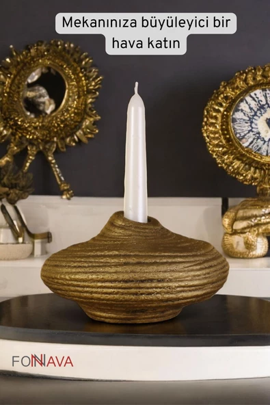 Fonnava Şamdan Mumluk Dekoratif Mumluk Tealight Mumluk Altın Eskitme Renk Model 42 - Resim 2