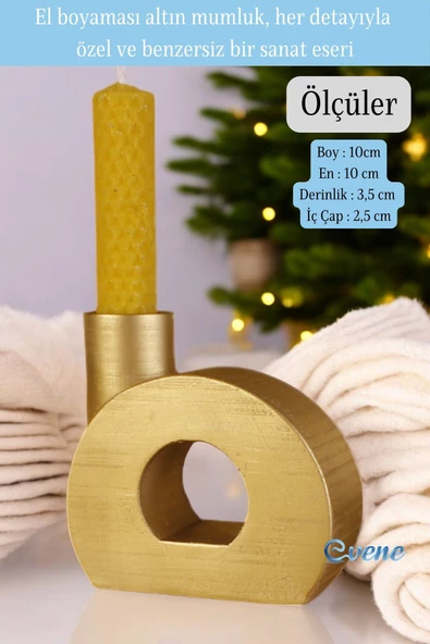 Evene Altın Mumluk Şamdan Ince Mum Uyumlu Model 9 - 2