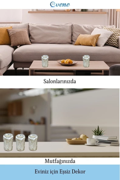 Evene Dekoratif Mumluk Tealight Mumluk Şamdan Mumluk 3 Lü Şamdan Model 29 - Resim 4