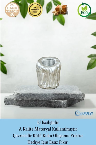 Evene Gümüş Mumluk Şamdan Tealight Mum Uyumlu Orta Erimiş Mum Model - 8