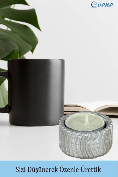 Evene Gümüş Mumluk Şamdan Tealight Mum Uyumlu Tekerlek Model - 5
