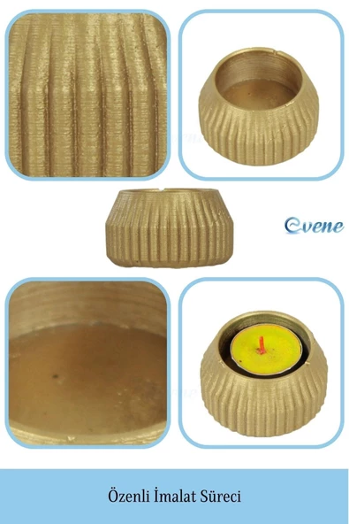 Evene Dekoratif Mumluk Tealight Mumluk Şamdan Mumluk 3 Lü Şamdan Model 38 - Resim 7