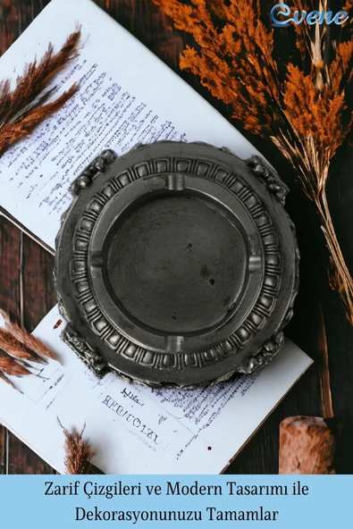 Evene Küllük Gümüş Eskitme Kül Tablası Dekoratif Küllük 2 Adet Model 2 - Resim 4