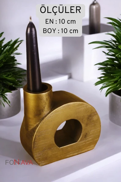 Fonnava Şamdan Mumluk Dekoratif Mumluk Tealight Mumluk Altın Eskitme Renk Model 9 - Resim 5