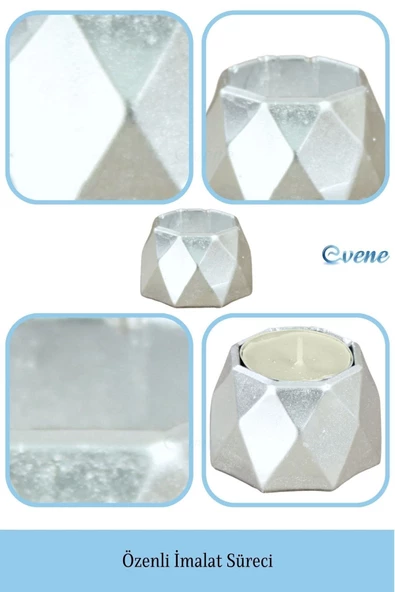 Evene Dekoratif Mumluk Tealight Mumluk Şamdan Mumluk 3 Lü Şamdan Model 35 - 7