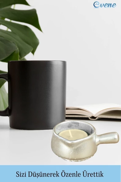 Evene Gümüş Mumluk Şamdan Tealight Mum Uyumlu Mini Tava Model - Resim 5