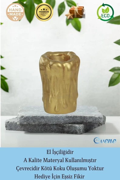 Evene Altın Mumluk Şamdan Tealight Mum Uyumlu Büyük Erimiş Mum Model - 8