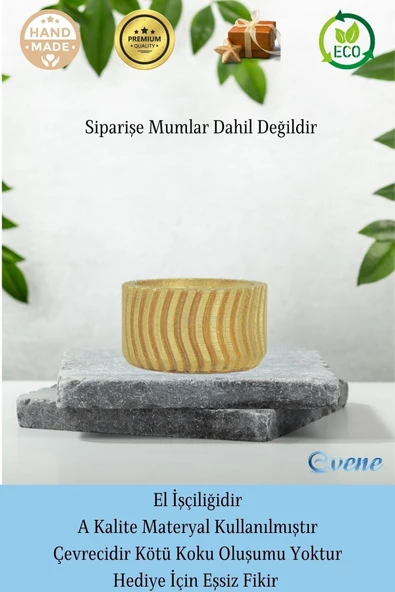 Evene Dekoratif Mumluk Tealight Mumluk Şamdan Mumluk 3 Lü Şamdan Model 26 - 8