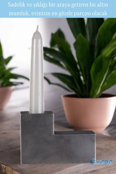 Evene Mumluk Şamdan Ince Mum Uyumlu Gümüş Eskitme Renk Model 17 - Resim 4