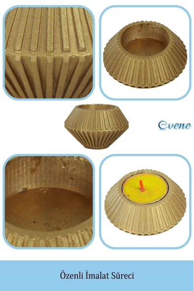 Evene Dekoratif Mumluk Tealight Mumluk Şamdan Mumluk 3 Lü Şamdan Model 37 - 7