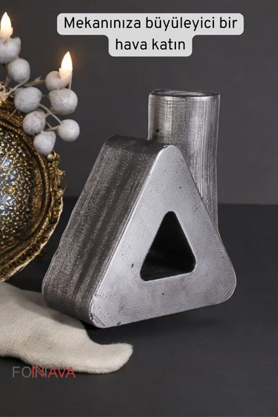 Fonnava Şamdan Mumluk Dekoratif Mumluk Tealight Mumluk Gümüş Eskitme Renk Model 6 - Resim 2
