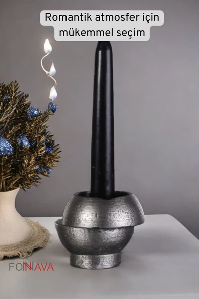 Fonnava Şamdan Mumluk Dekoratif Mumluk Tealight Mumluk Gümüş Eskitme Renk Model 25 - 4