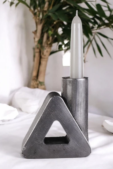 Fonnava Şamdan Mumluk Dekoratif Mumluk Tealight Mumluk Gümüş Eskitme Renk Model 6