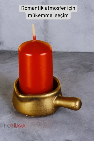 Fonnava Şamdan Mumluk Dekoratif Mumluk Tealight Mumluk Altın Eskitme Renk Model 24 - Resim 4