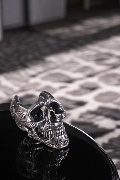 Evene Küllük Gümüş Eskitme Kül Tablası Dekoratif Küllük Model 8 ürün görseli 1