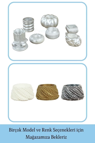 Evene Dekoratif Mumluk Tealight Mumluk Şamdan Mumluk 3 Lü Şamdan Model 40 - 6