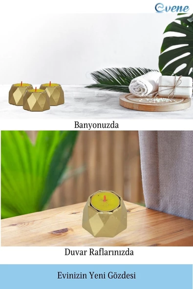 Evene Dekoratif Mumluk Tealight Mumluk Şamdan Mumluk 3 Lü Şamdan Model 35 - Resim 5