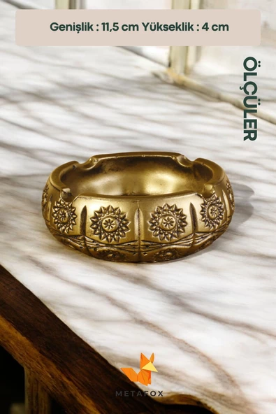 METAFOX Küllük Kül Tablası Sigara Küllüğü Altın Eskitme Renk Model 4 - Resim 4