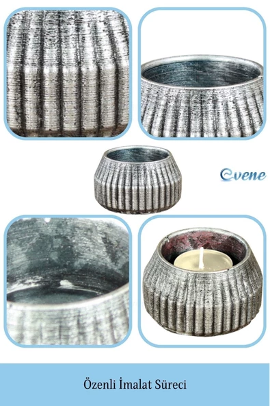 Evene Dekoratif Mumluk Tealight Mumluk Şamdan Mumluk 3 Lü Şamdan Model 38 - Resim 7