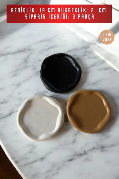 tambana Sunumluk Takı Tabağı Dekoratif Tepsi Obje Seti 3 Parça Model 17 - Resim 3