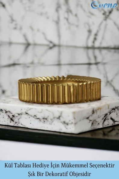 Evene Küllük Altın Kül Tablası Dekoratif Küllük 4 Adet Model 5 - Resim 3