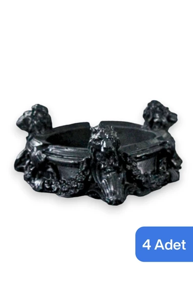 Evene Küllük Siyah Kül Tablası Dekoratif Küllük 4 Adet Model 7 ürün görseli 1