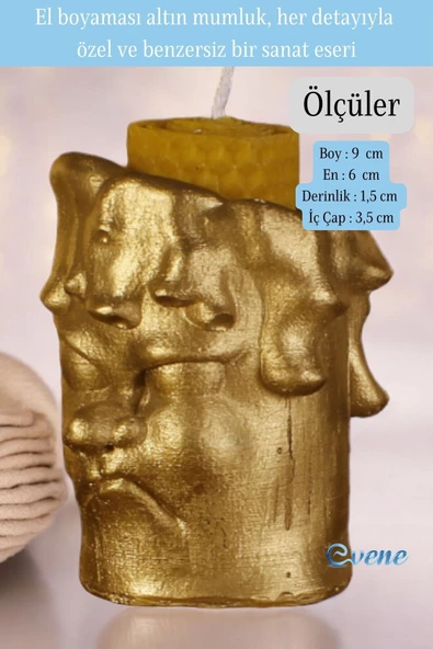 Evene Mumluk Şamdan Ince Mum Uyumlu Altın Renk Model 4 - Resim 2