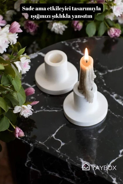 YAYBOX Beton Şamdan Mumluk 2 Li - Resim 6