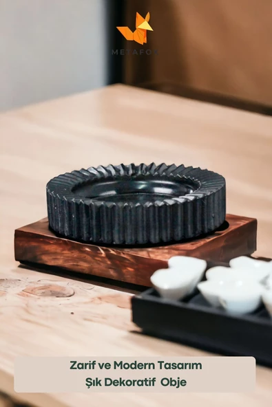 METAFOX Küllük Kül Tablası Sigara Küllüğü Siyah Model 5 - Resim 3