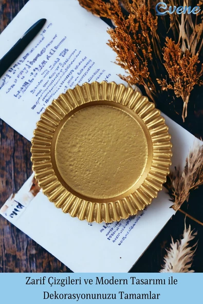 Evene Küllük Altın Kül Tablası Dekoratif Küllük 2 Adet Model 5 - Resim 4