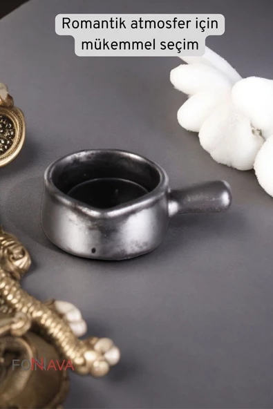 Fonnava Şamdan Mumluk Dekoratif Mumluk Tealight Mumluk Gümüş Eskitme Renk Model 24 - Resim 4