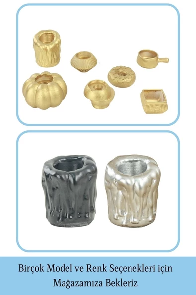 Evene Altın Mumluk Şamdan Tealight Mum Uyumlu Orta Erimiş Mum Model - 6