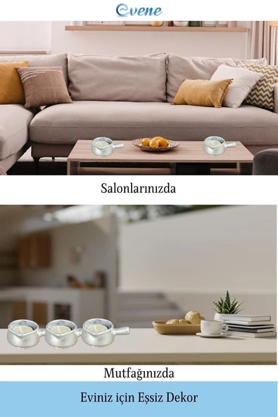 Evene Dekoratif Mumluk Tealight Mumluk Şamdan Mumluk 3 Lü Şamdan Model 24 - Resim 4