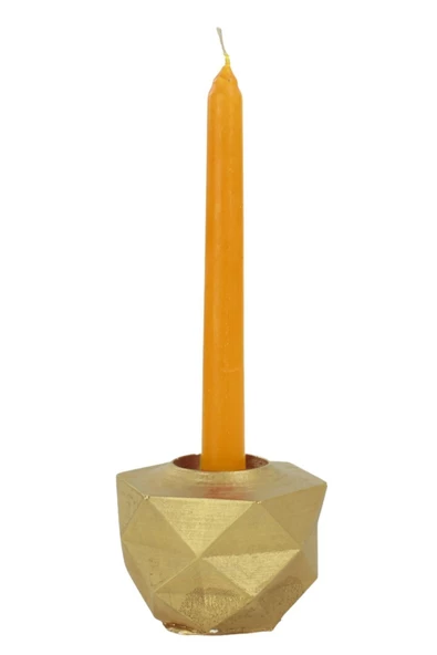 Evene Altın Mumluk Şamdan Tealight Ve Ince Mum Uyumlu Prizma Model