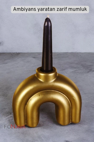 Fonnava Şamdan Mumluk Dekoratif Mumluk Tealight Mumluk Altın Eskitme Renk Model 43 - Resim 5