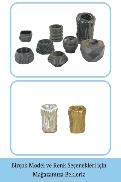 Evene Siyah Mumluk Şamdan Tealight Mum Uyumlu Büyük Erimiş Mum Model - Resim 6